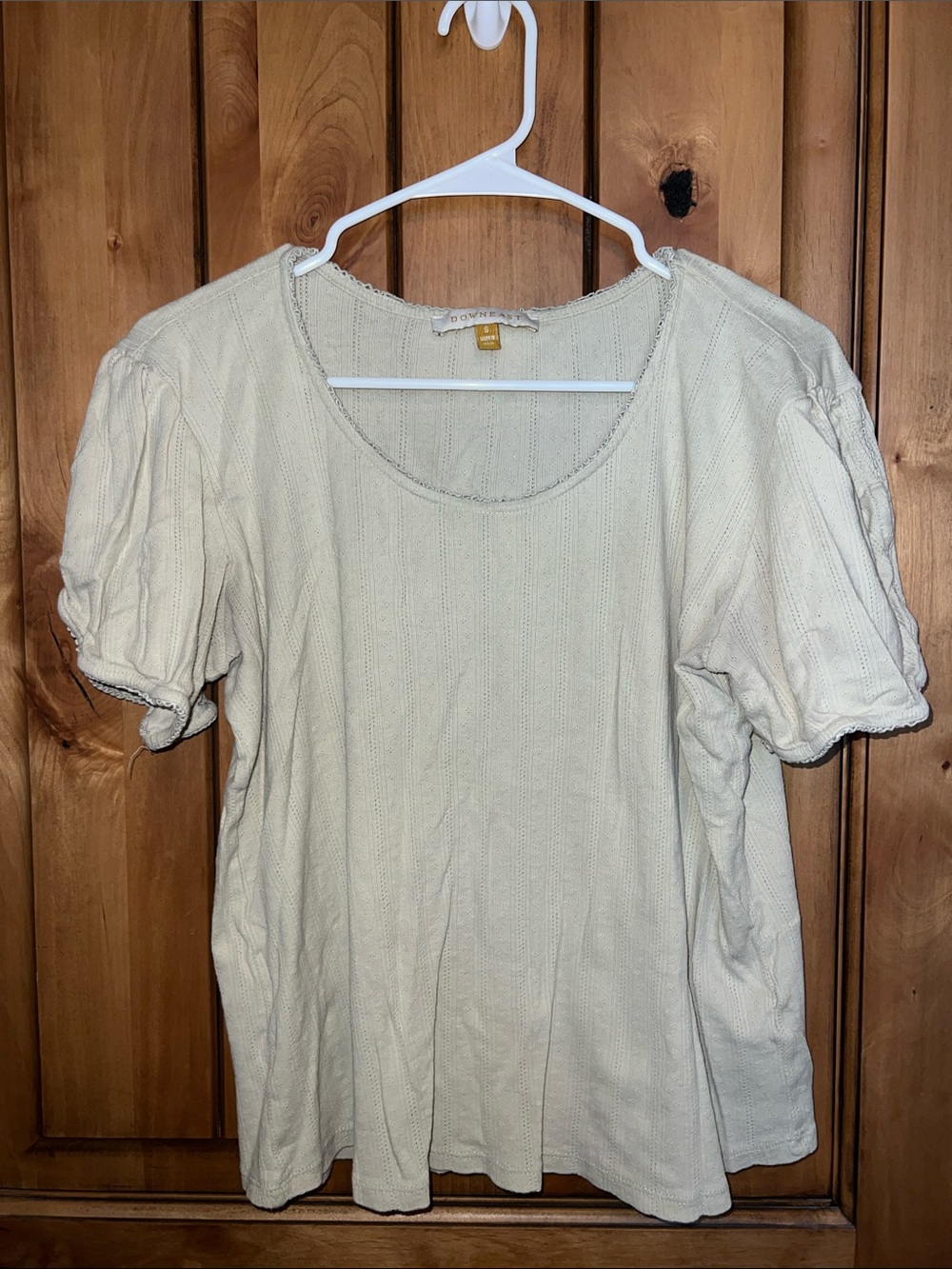 DownEast Cream Puff-Sleeve Knit Tee